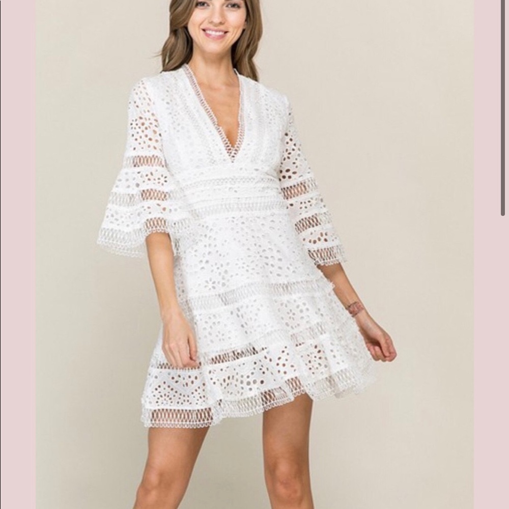 Athina White Lace Eyelet Dress
